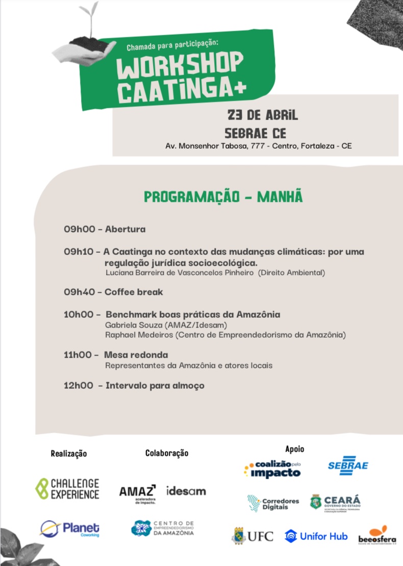 CAATINGA+: Evento busca estruturar o ecossistema de negócios de impacto voltados ao bioma